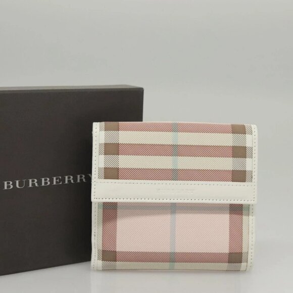 BURBERRY Nova Check Wallet Nylon Pink Auth am8049 - Picture 1 of 16
